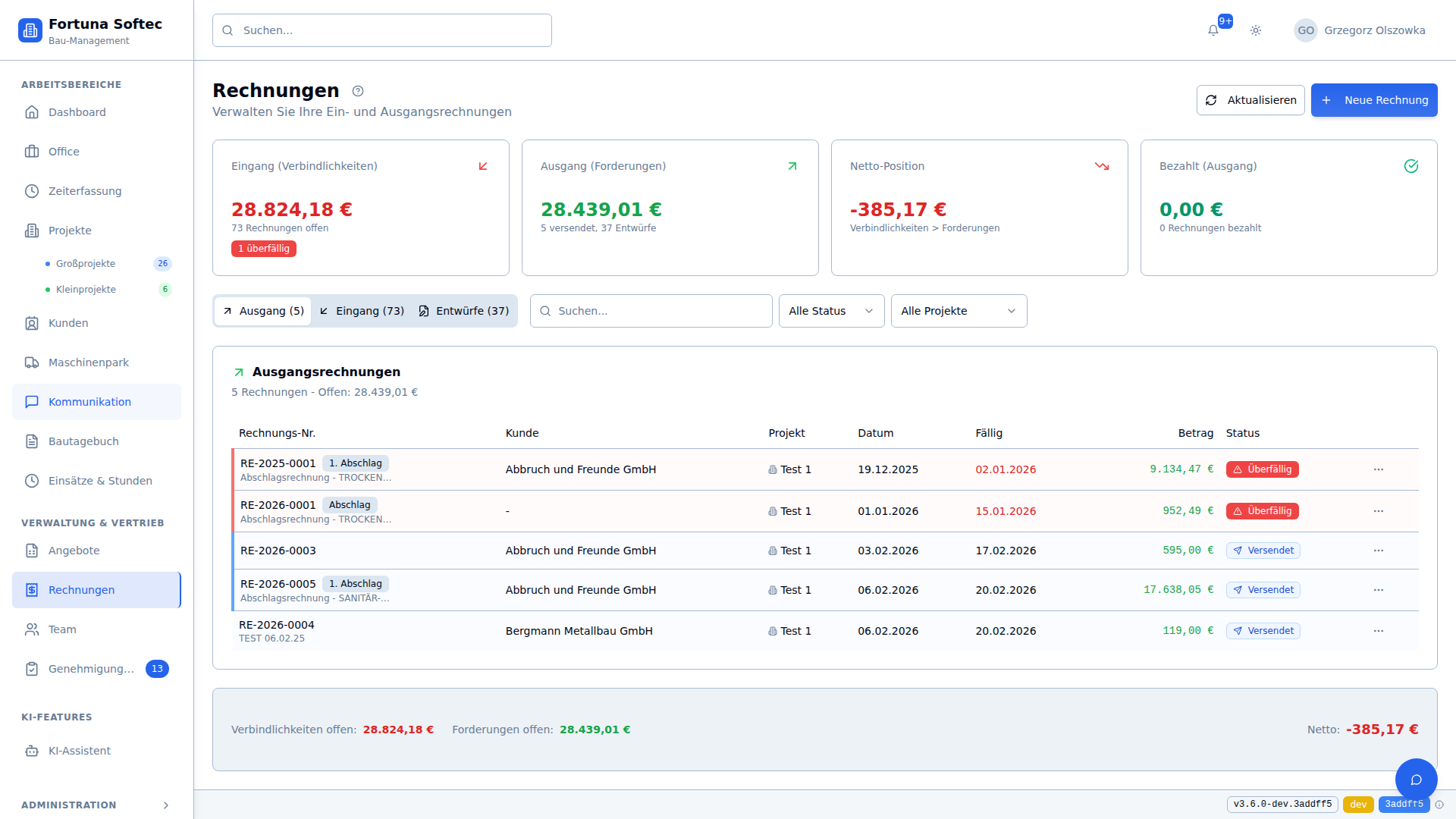 Rechnungen Übersicht